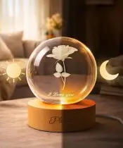 Kryształowa Kulka 3D Róża Dla Ukochanej I Love You