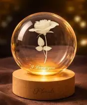 Kryształowa Kulka 3D Róża Dla Ukochanej I Love You