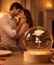 Kryształowa Kulka 3D Róża Dla Ukochanej I Love You