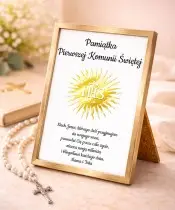 Pamiątka Pierwszej Komunii Świętej Złota Ramka Personalizowana