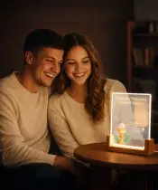 Pamiątka Pierwszej Komunii Świętej Drewniana Podstawka LED