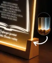 Pamiątka Pierwszej Komunii Świętej Drewniana Ramka LED Księga