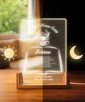 Pamiątka Pierwszej Komunii Świętej Drewniana Ramka LED Księga