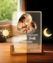 Souvenir zur Erstkommunion: Herzrahmen aus Holz mit LED-Beleuchtung