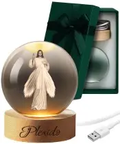 3D Crystal Ball Jesus Christ God LED Base