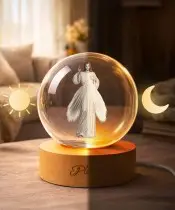 3D-Kristallkugel mit LED-Sockel, Jesus Christus, Gott