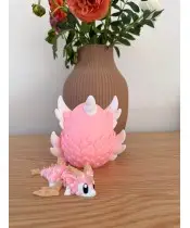 Smok Wafelkowy z Jajkiem Figurka 3D Ruchoma Kolekcjonerska