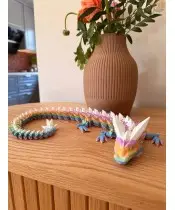 3D Dragon 60cm Rainbow Articulated Figurine Posable Collectible