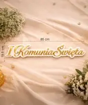 Napis Pierwsza Komunia Święta Na Ściankę Duży Złoty Ozdoba Dekoracja