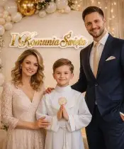 Napis Pierwsza Komunia Święta Na Ściankę Duży Złoty Ozdoba Dekoracja