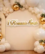 Napis Pierwsza Komunia Święta Na Ściankę Duży Złoty Ozdoba Dekoracja