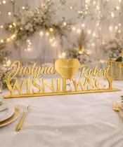 Hochzeitstisch-Inschrift 50 cm Personalisierte Namen Nachname Datum Goldspiegel