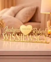 Wedding Table Inscription 50 cm Personalized Names Surname Date Gold Mirror