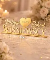 Napis Na Stół Weselny 50 cm Personalizowany Imiona Nazwisko Data Złote Lustro Ślub