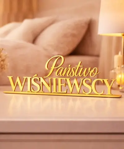 Napis Na Stół Weselny 50 cm Personalizowany Nazwisko Złote Lustro Ślub| Plexido.pl