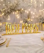 copy of Tischinschrift für die Hochzeit, 50 cm, personalisierter Name, Goldspiegel