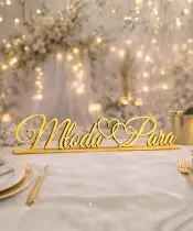 Wedding Table Inscription "Bride and Groom" 50 cm Wedding Table Decoration Gold Mirror Wedding