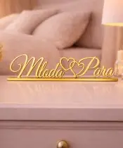 Wedding Table Inscription "Bride and Groom" 50 cm Wedding Table Decoration Gold Mirror Wedding