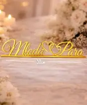 Napis Na Stół Weselny "Młoda Para" 50 cm dekoracja stołu weselnego Złote Lustro Ślub