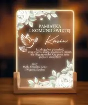 First Holy Communion Souvenir Wooden LED Frame Roses