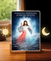 Pierwsza Komunia Święta Prezent Pamiątka Ramka LED Jezus