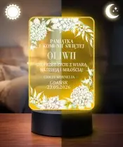 Lampka LED Plexido Pamiątka Pierwszej Komunii Świętej Białe Kwiaty