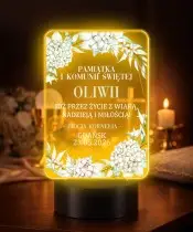 Lampka LED Plexido Pamiątka Pierwszej Komunii Świętej Białe Kwiaty