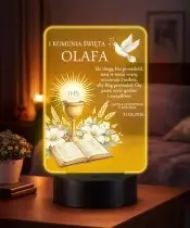 Lampka LED Plexido Pamiątka Pierwszej Komunii Świętej Kielich IHS