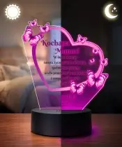 Plexido LED-Lampe mit Aufdruck „Geschenk Muttertag Herz“.