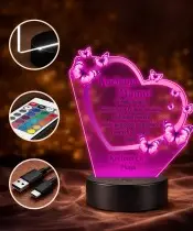 Plexido LED-Lampe mit Aufdruck „Geschenk Muttertag Herz“.