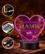 Plexido LED Lamp with Mother's Day Heart Print