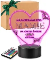 Plexido LED Lamp with Mother's Day Heart Print