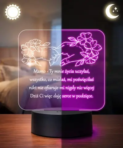 Lampka LED 3D Plexido Prezent na Dzień Matki Życzenia | Plexido.pl