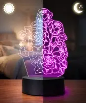 3D Plexido LED Lamp Mother's Day Gift Flowers