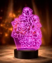3D Plexido LED Lamp Mother's Day Gift Flowers
