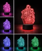 3D Plexido LED Lamp Mother's Day Gift Flowers