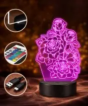 3D Plexido LED Lamp Mother's Day Gift Flowers