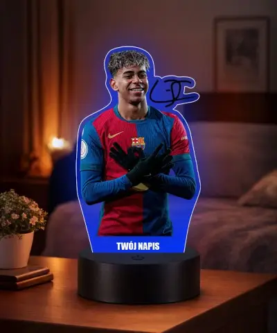 Lampka LED 3D Plexido z Nadrukiem UV Lamine Yamal FC Barcelona| Plexido.pl