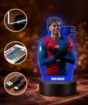 3D Plexido LED Lamp with UV Print Lamine Yamal FC Barcelona