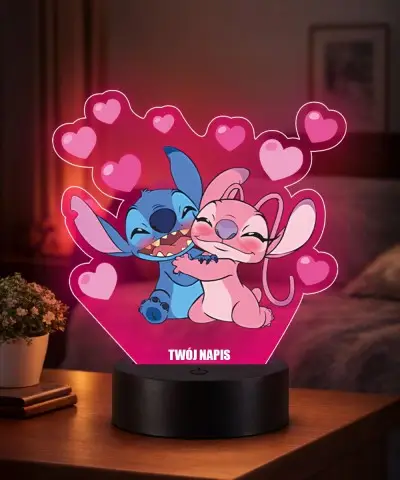 Lampka LED 3D Plexido Lilo i Stich i Angel Zakochani | Plexido.pl