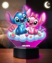3D-LED-Plexiglaslampe mit UV-Druck Lilo und Stitch und Angel Cloud