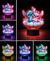 3D LED Plexido Lamp with UV Print Lilo and Stitch and Angel Cloud
