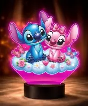 3D LED Plexido Lamp with UV Print Lilo and Stitch and Angel Cloud