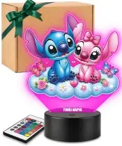 3D LED Plexido Lamp with UV Print Lilo and Stitch and Angel Cloud