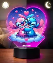 3D LED Lamp Plexido with UV Print Lilo and Stitch and Angel Heart