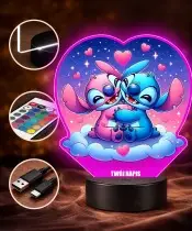 3D LED Lamp Plexido with UV Print Lilo and Stitch and Angel Heart
