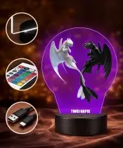 3D-Plexido-LED-Lampe mit „How to Train Your Dragon Toothless and Fury“-Aufdruck