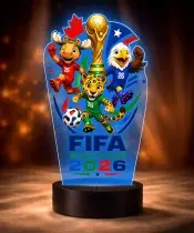 FIFA WM 2026 Maskottchen 3D LED-Nachtlicht mit Namensaufdruck – Geschenk