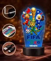 FIFA WM 2026 Maskottchen 3D LED-Nachtlicht mit Namensaufdruck – Geschenk