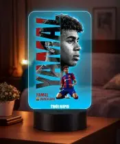 Yamal FC Barcelona 3D LED-Nachtlampe, personalisiert mit Namen